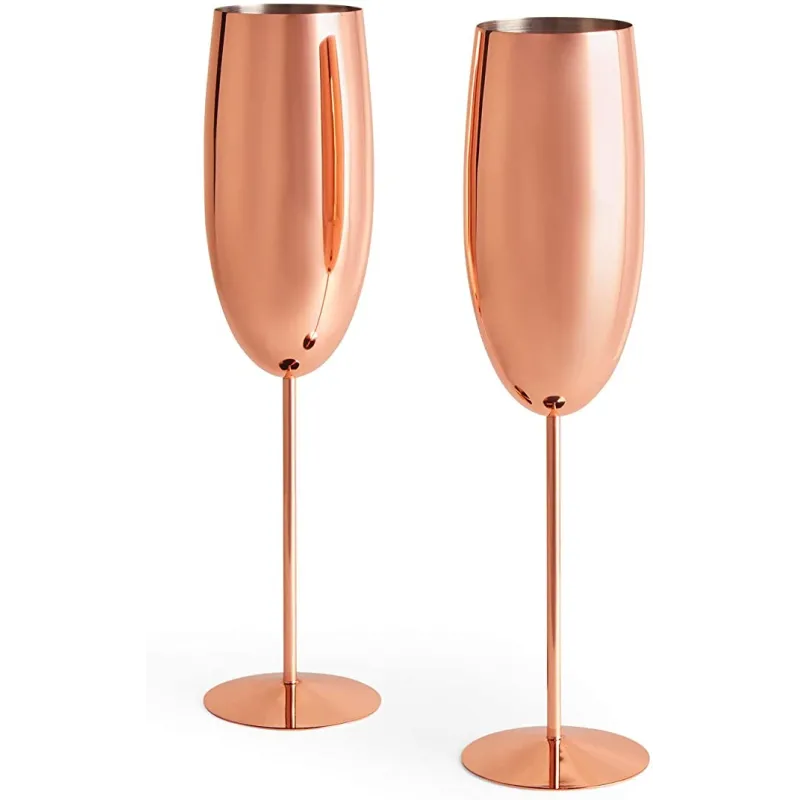 Moderne Champagneglas - 2 Stk. - Kobberbelagt Ædelstål