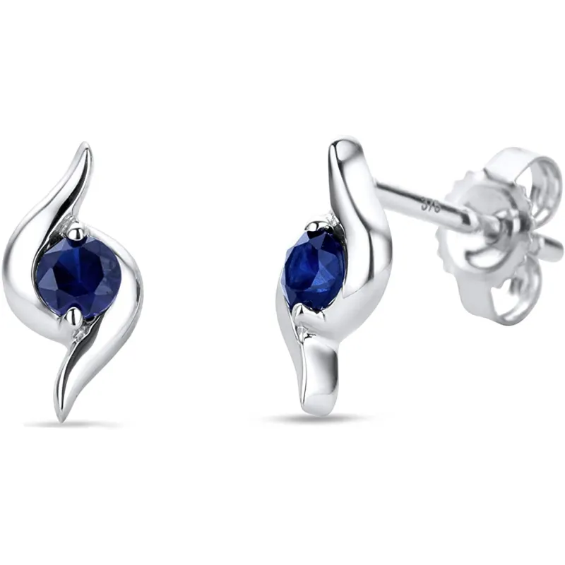Elegante 9 Karat Guld & Safir Ørestikker - Hvid/Blå