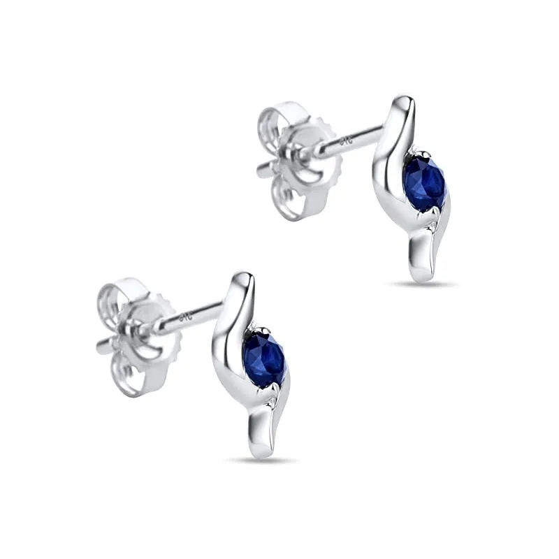 Elegante 9 Karat Guld & Safir Ørestikker - Hvid/Blå