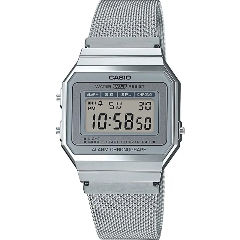 Casio A700WEM-7AEF Retro Digital Armbåndsur - Sølv