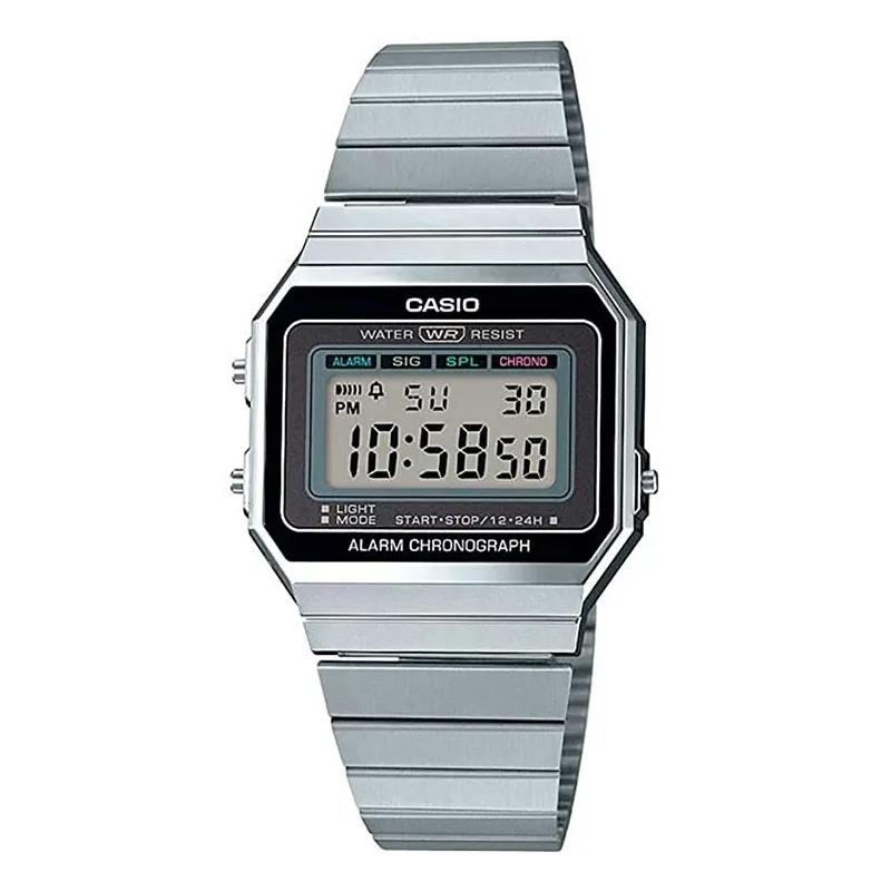 Casio A700WE-1AEF Vintage Retro Digital Armbåndsur - Sølv