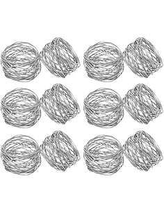 Moderne Servietringe - 12 Stk. - Sølv