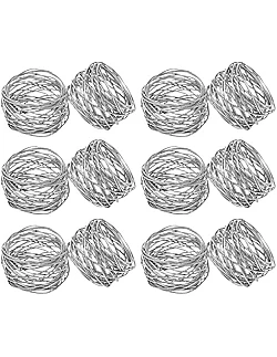 Moderne Servietringe - 12 Stk. - Sølv