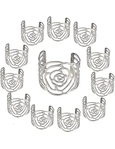 Flotte Rose Servietringe - 12 Stk. - Sølv Eller Guld