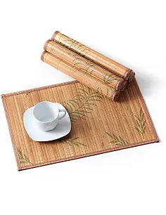 Moderne Bambus Dækkeserviet Sæt - 6 Stk. - Natur