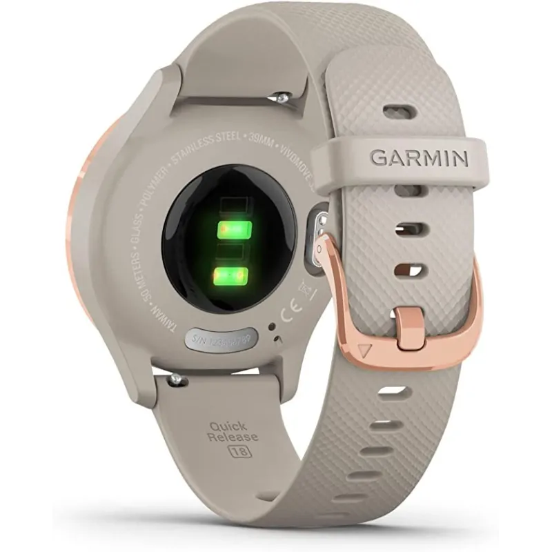 Garmin Vivomove 3S Stilfuldt Smart Watch – Beige/Rosa Guld