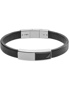 Klassisk Emporio Armani Læder Armbånd - Sort