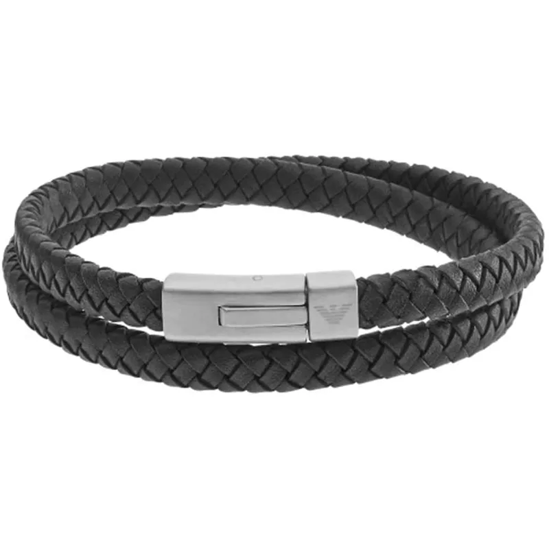 Klassisk Emporio Armani Flettet Herre Armbånd - Sort