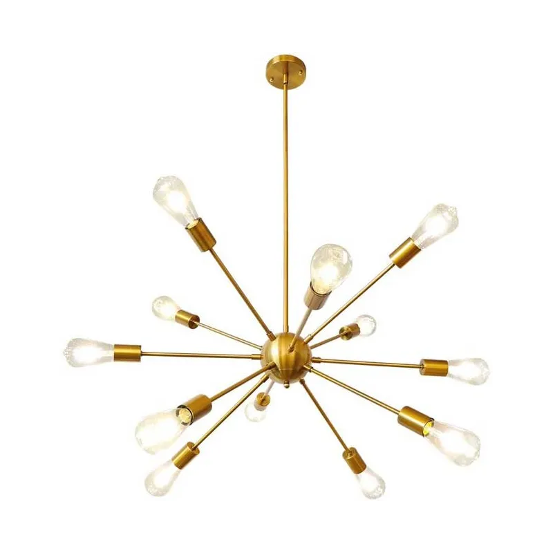 Stilfuld Sputnik Design 12-Pæres Loftslampe - Messing