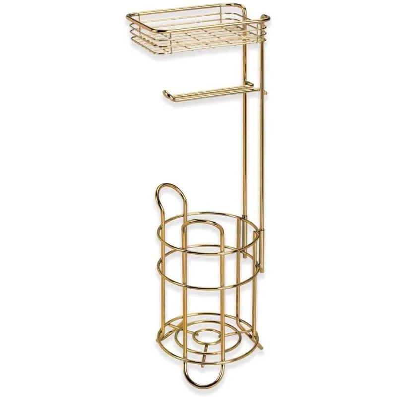 Praktisk Toiletrulle Holder & Fritstående Stand - Messing