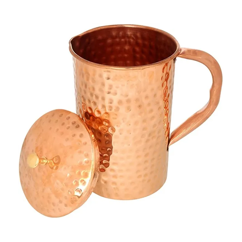 Stilfuld Hammerslået Kobber Kande - 1.2 Liter