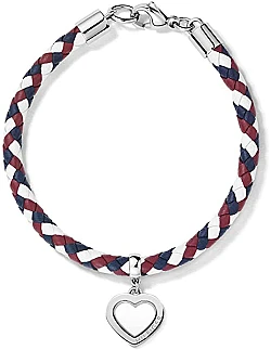 Tommy Hilfiger Flettet Læder Armbånd Inkl. Hjerte Charm- Rustfrit Stål 