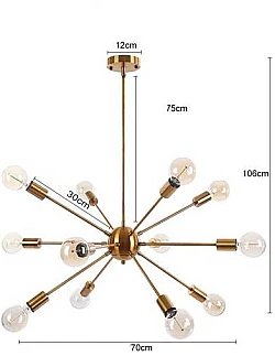 Moderne XL Sputnik Design Lysekrone – 12 x Lyskilder – Flere Farver