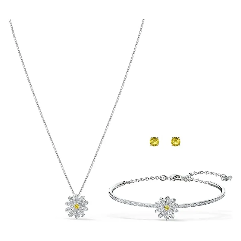 Moderne Swarovski Eternal Flower Smykkesæt - Gul