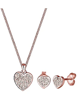 Romantisk Amour Smykkesæt - Rosa Forgyldt 925 Sterling Sølv