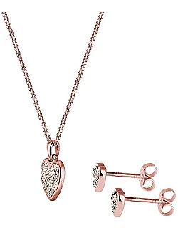 Romantisk Amour Smykkesæt - Rosa Forgyldt 925 Sterling Sølv