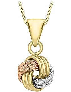 Elegant 3-Farvet Design Halskæde - 9 Karat Guld
