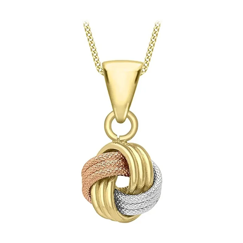 Elegant 3-Farvet Design Halskæde - 9 Karat Guld