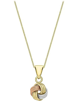 Elegant 3-Farvet Design Halskæde - 9 Karat Guld
