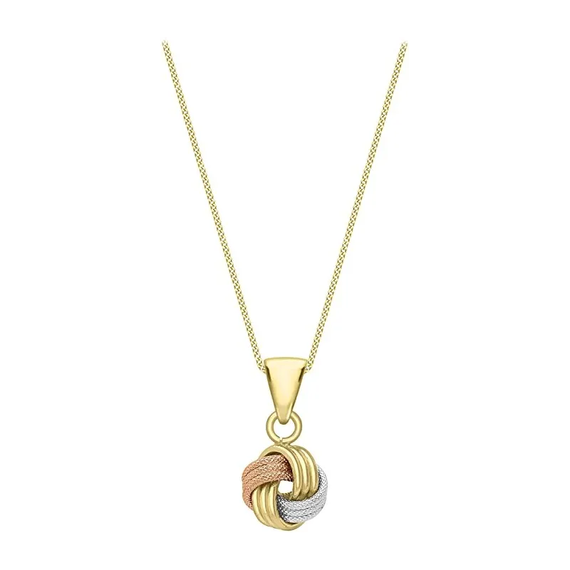 Elegant 3-Farvet Design Halskæde - 9 Karat Guld