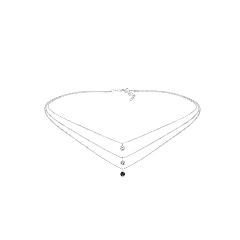 Moderne 3 - Rækkers Choker Halskæde - 925 Sterling Sølv