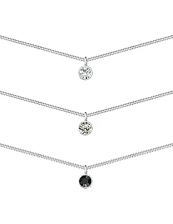 Moderne 3 - Rækkers Choker Halskæde - 925 Sterling Sølv