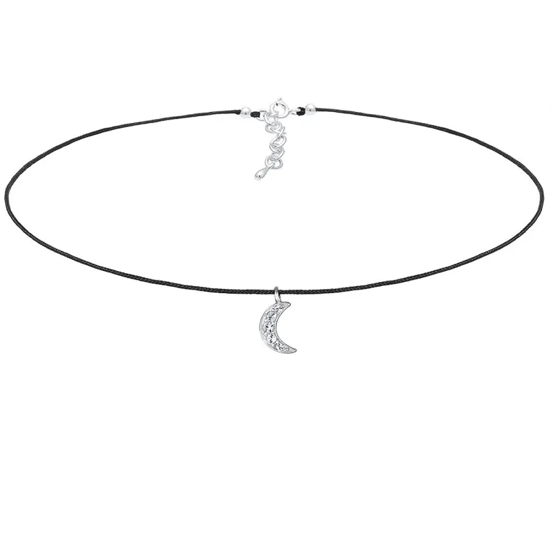Moderigtig Måne Choker Halskæde - 925 Sterling Sølv
