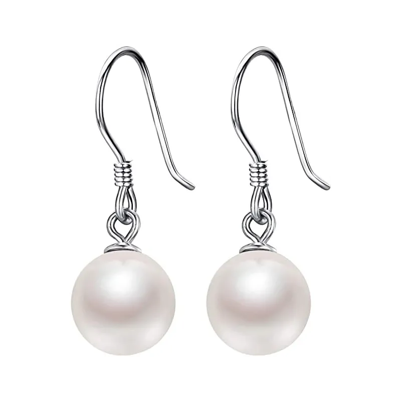 Ferskvands Perle Øreringe I Klassisk Design – 925 Sterling Sølv