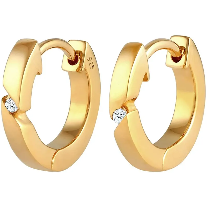 Klassiske Diamant Creol Øreringe – 925 Sterling Sølv  med Zirkonia