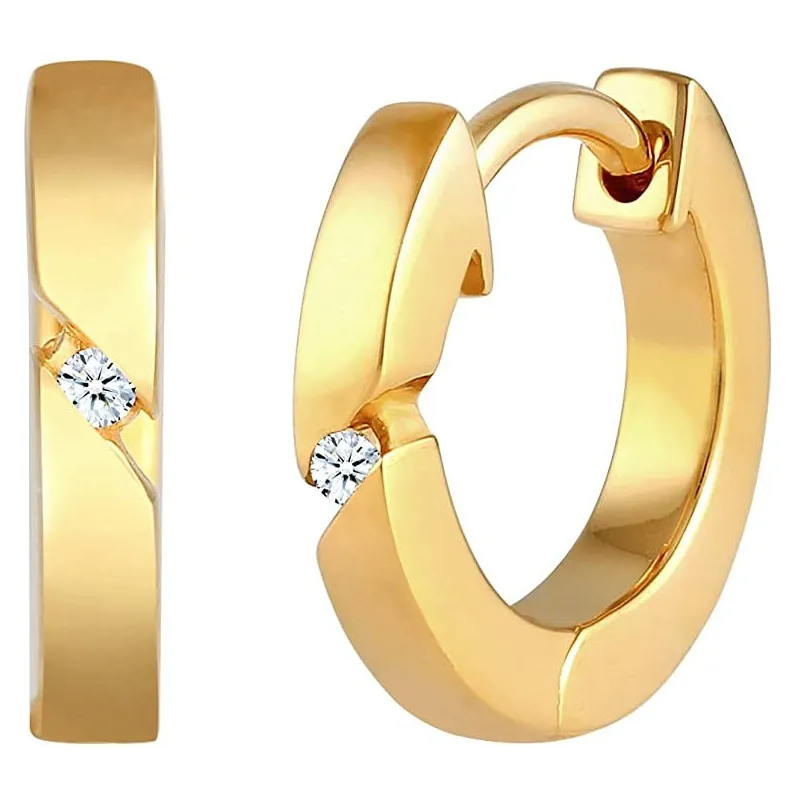 Klassiske Diamant Creol Øreringe – 925 Sterling Sølv  med Zirkonia