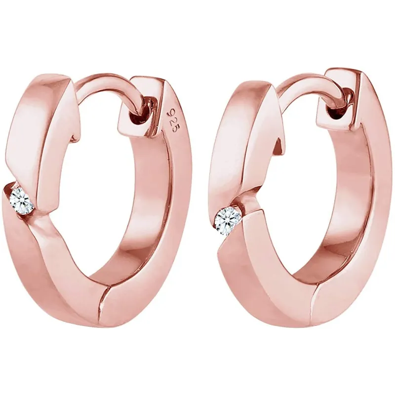 Klassiske Diamant Creol Øreringe – 925 Sterling Sølv  med Zirkonia