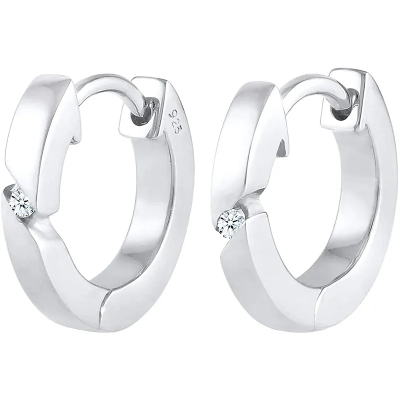 Klassiske Diamant Creol Øreringe – 925 Sterling Sølv  med Zirkonia