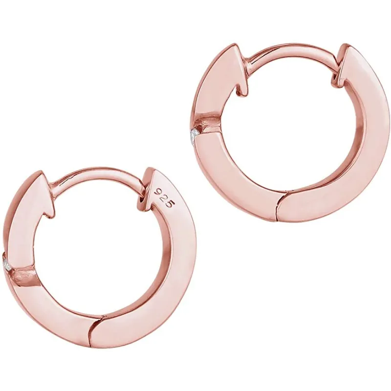Klassiske Diamant Creol Øreringe – 925 Sterling Sølv  med Zirkonia