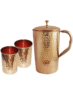Håndlavet Kobber Kande Sæt - 3 Dele - 100% Kobber