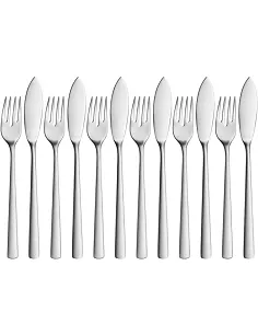 WMF Corvo Fiske Bestik Sæt – 12 Dele/6 Personer – Mat Rustfrit Stål