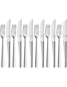 WMF Corvo Dessert/Forrets Bestiksæt – 6 Personer/12 Dele – Mat Cromargan Rustfrit Stål