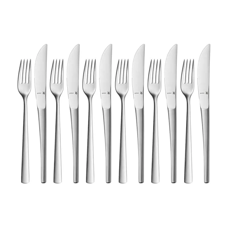 WMF Corvo Dessert/Forrets Bestiksæt – 6 Personer/12 Dele – Mat Cromargan Rustfrit Stål