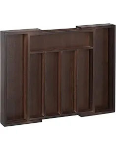 Praktisk & Fleksibel Bestikbakke - Mørk Bambus