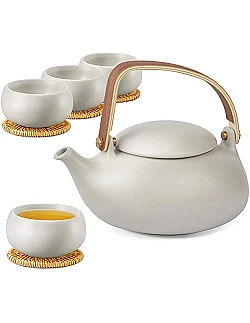 Tekande Inkl. 4 Tekopper + Tilbehør – 800 Ml. - Grå