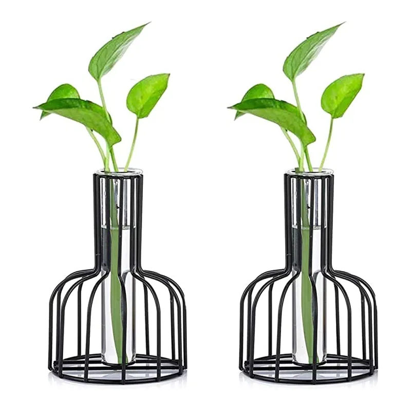 Moderne Metro Blomstervase Sæt – 2 Stk. - Sort