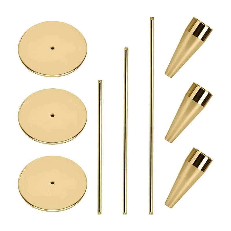 Moderne Lysestage Sæt – 3 Dele - Guld