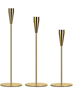 Moderne Lysestage Sæt – 3 Dele - Guld