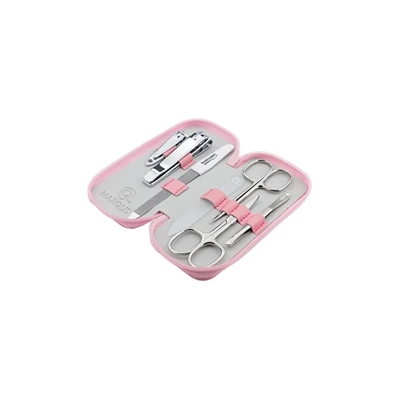 Smart Manicure Sæt I Nappa Læder Etui – 7 Dele - Lyserød