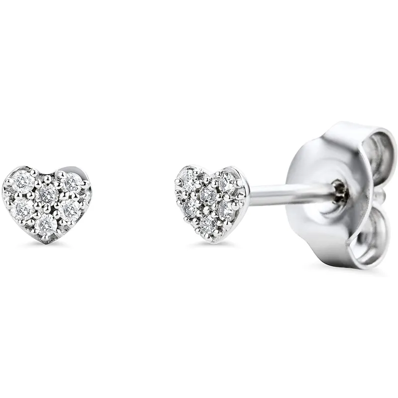 Elegante White Heart Ørestikker – 18 Karat Hvid Guld
