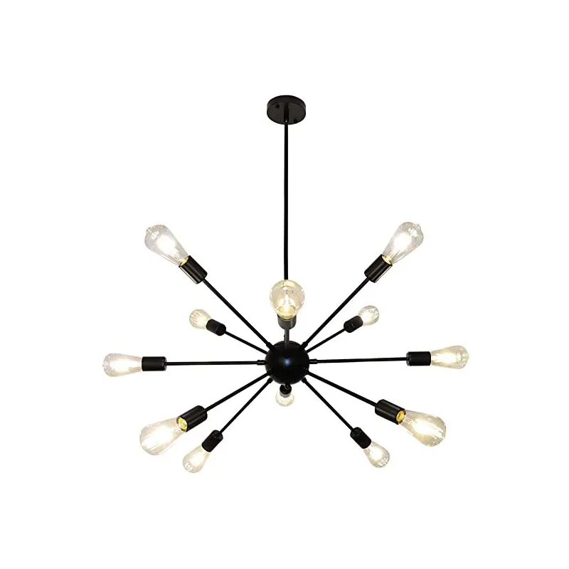Moderne Luna 12 Pæres Sputnik Loftslampe - Sort