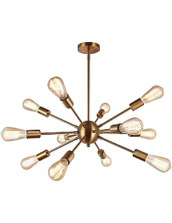 Vintage Inspireret Sputnik Lampe - 12 Pæres Loftslampe - Flere Farver