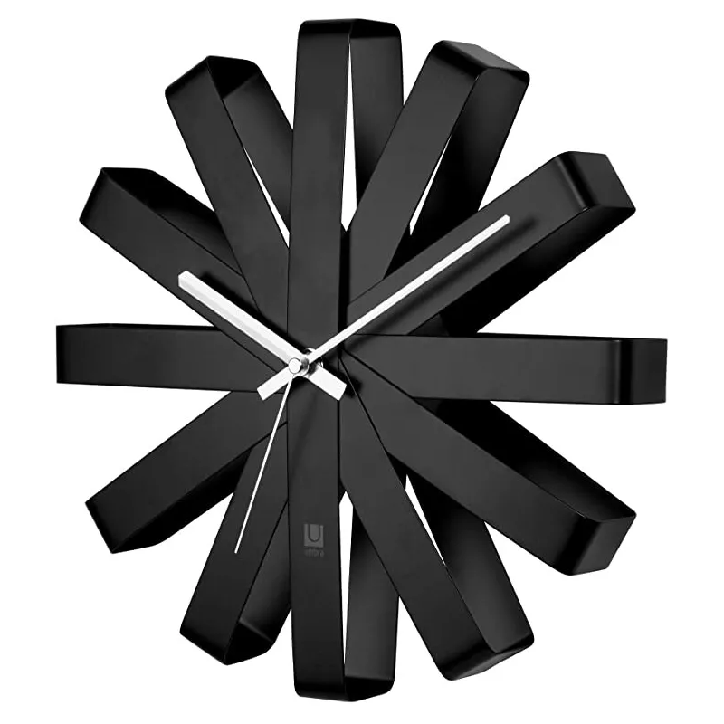 Moderne Design Ribbon Væg Ur – Mat Sort