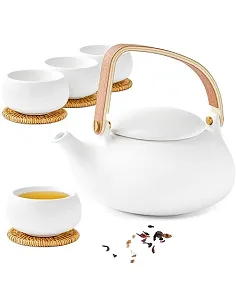 Japansk Design Tekande Inkl. 4 Tekopper + Tilbehør – Flere Farver