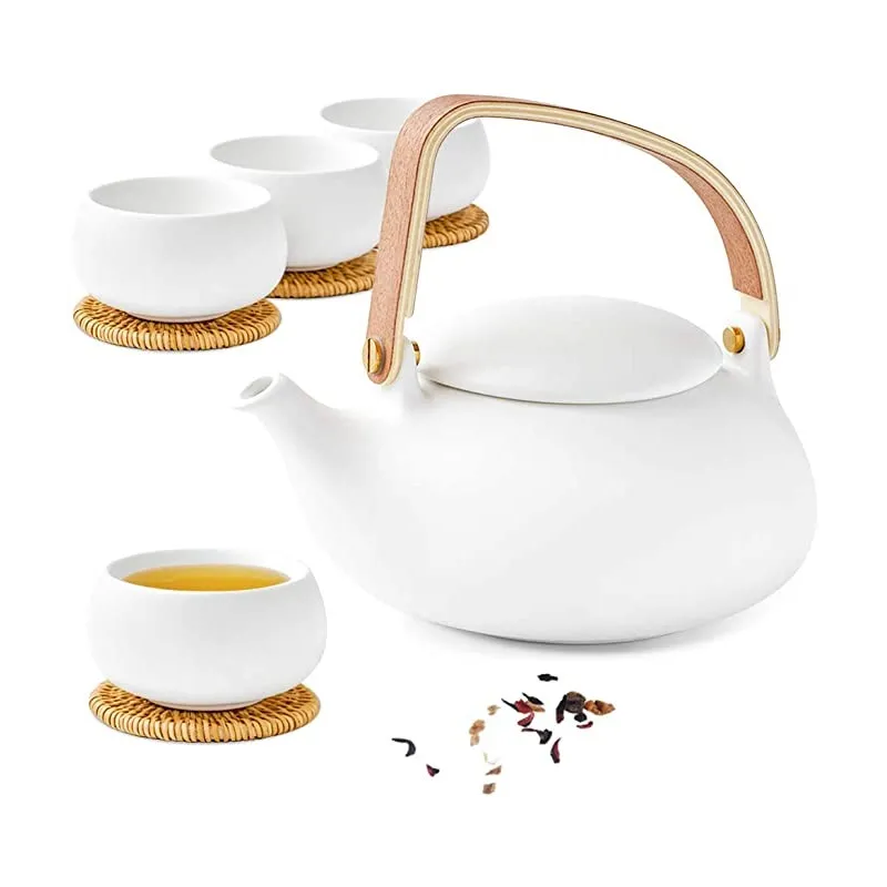 Japansk Design Tekande Inkl. 4 Tekopper + Tilbehør – Flere Farver