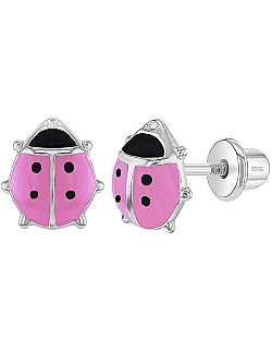 Smarte Skruelås Mariehøne Ørestikker Til Børn – 925 Sterling Sølv